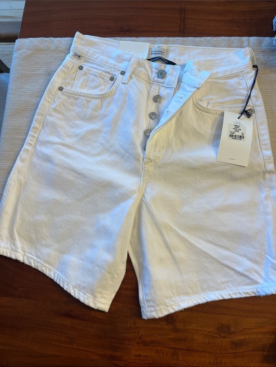 Citizens Of Humanity Pants - Citizens Of Humanity White Button-Front Jean Shorts